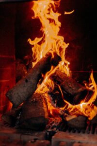 burning wood on fire during nighttime